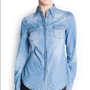 NWOT Mango Denim Button Down Shirt